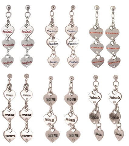 NFL Triple Heart Post Earrings - Pick Your Team Cover