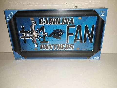 Carolina Panthers NFL # 1 Fan Quartz License Plate Clock Cover