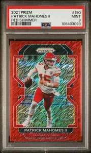 PATRICK MAHOMES 2021 Panini Prizm FOTL RED SHIMMER /35 SSP PSA 9 MINT #190 - Picture 1 of 2