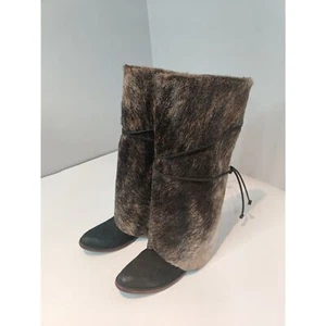 Brandneu ohne Etikett Haar auf Fell Stiefel Teppiche schwarz und weiß - Bild 1 von 10