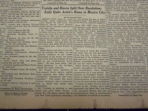 1939 APRIL 13 NEW YORK TIMES - TROTSKY AND RIVERA SPLIT - NT 3066 - Bild 1 von 2
