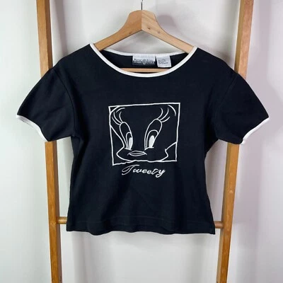 Warner Bros. Camisa Top Studio Store Mujer Grande Negra Piolín Pájaro Recortada Foto 1 de 4