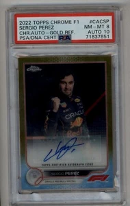 2022 Topps cromo F1 Sergio Pérez oro refractor automático 18/50 PSA 8 casi como nuevo - Imagen 1 de 2