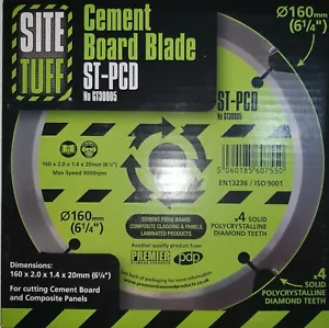 Site tuff cement board blade 160 x 2.0 x 1.4 x 20mm blade gt30005 ST-PCD PREMIER - Picture 1 of 5