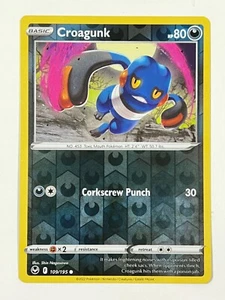 Croagunk 109/195 Reverse Holo Common Silver Tempest Pokemon Pack Fresh - Picture 1 of 4