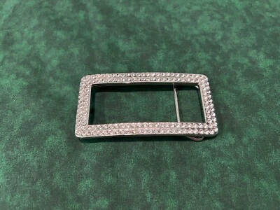 Rectangle Silver Rhinestone Crystal Bling Y2K Belt Buckle - Image 1 of 2