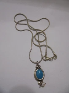 Sterling Pendant and Chain Necklace w/ Blue Set - Picture 1 of 9