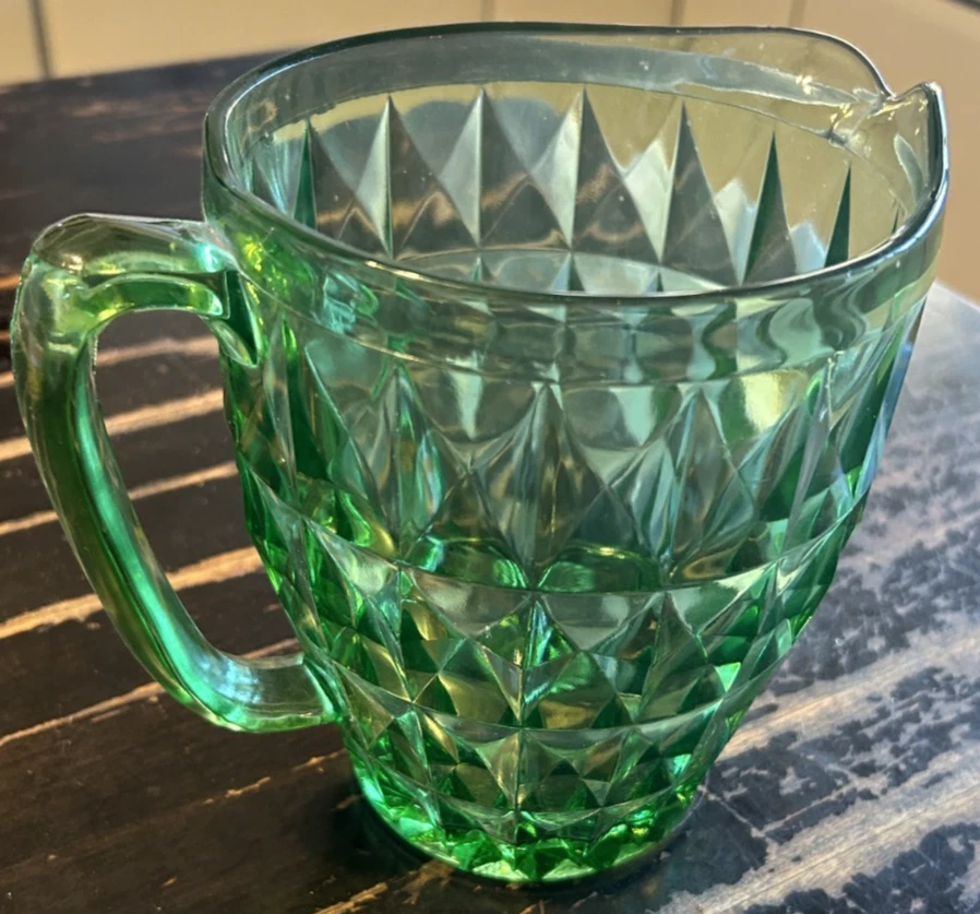 Jeannette Windsor Green Uranium Glass 6 3/4" 52 oz PITCHER - Image 1 of 4