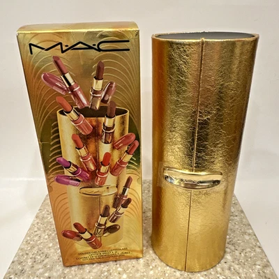 NIB MAC Cosmetics Golden Girls Mini Lustreglass Lipstick Vault x 12 NEW Travel - Image 1 of 4