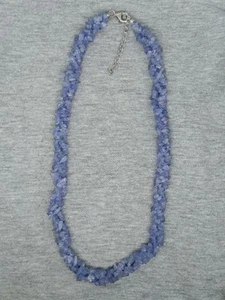 PZO Aquamarine Chips 925 Sterling Silver Beaded Necklace Signed 20.5" - Picture 1 of 8