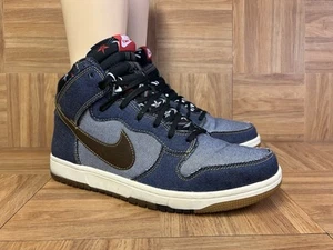 RARE🔥 Sz 11.5 - Nike Dunk High CMFT Navy Blue Denim Track Gum 705434-401 USA - Picture 1 of 12