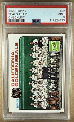 1975 Topps Hockey #82 Seals Team Checklist PSA 9 - Image 1 of 2