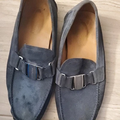 Salvatore Ferragamo Men's Blue loafer 10 Suede Shoes 12D , Excellent Pre Owned  - Image 1 of 4