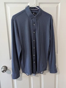 Camisa Buttercloth Algodón Helado Abotonada Para Hombre L Calce Ajustado Azul - Imagen 1 de 10