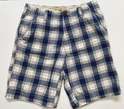 HOLLISTER Y2k Plaid Cargo Shorts Mens 32 Chunky Blue Bermuda Preppy Beach Cotton - Image 1 of 4