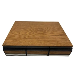 Vintage 3 Drawer 42 Cassette Tape Storage Holder Organizer Faux Wood Grain 80s - Picture 1 of 9