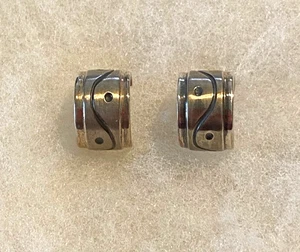 Sterling breite Creolen mit Welle & Punkt 1/2 Zoll Lang & Breit - 7,7 Gramm - Bild 1 von 7