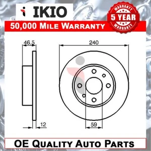 Disco de freno delantero Ikio para Fiat Panda 1991-2003 Uno 1983-2006 Fiorino 1988-2001 - Imagen 1 de 4