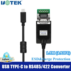 4.9FT Type C USB to RS485 RS422 Cable Converter 5pin DB9 Connector Adapter ESD - Picture 1 of 10