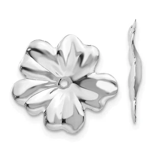 Avariah Solid 14k White Gold Floral Earring Jackets - 11mm - Picture 1 of 5