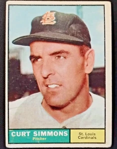 1961 Topps Curt Simmons #11 St Louis Cardinals G to GVG (4) - Picture 1 of 2