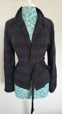 Lou & Grey Knit Jacket with Belt Blue Striped Women's Size M NEW - Image 1 of 4