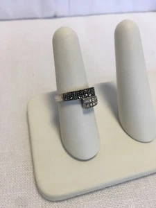 Sterling Silver Ring Sparkly Round Clear Stones And Marcasites 925 Size 7.5 - Picture 1 of 12
