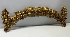 Gold Gilt Baroque Fruit Floral Swag Pediment Italian Wall Hanging Home Decor - Picture 1 of 6