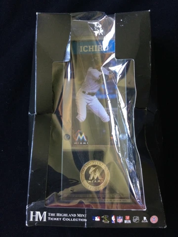 Miami Marlins Ichiro The Highland Mint Ticket Collection 39mm Medallion MLB Logo Cover