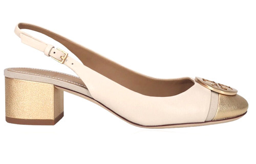 Scarpe TORY BURCH Minnie in pelle slingback 5 5 Dulce de Leche con fibbia logo punta a cappuccio