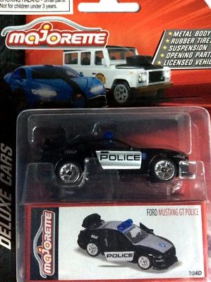 Majorette Deluxe Cars 1:64 Scale FORD MUSTANG GT POLICE CAR Diecast   - Image 1 of 2