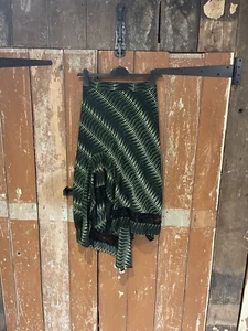 Topshop Long Skirt Green Black Women's Size UK 6 Lace Trimming Zip Closure - Picture 1 of 15