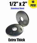 (QTY 10) 1/2" x 2" OD Stainless Steel Extra Thick Fender Washer