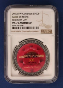 2017 Cameroon Silver 500F coin "Forbidden City" NGC Graded MS70 Antiqued - Picture 1 of 2
