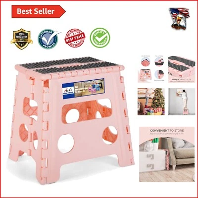Sakura Pink Foldable Step Stool – Lightweight and Heavy Duty 13 Inch Design - Image 1 of 4