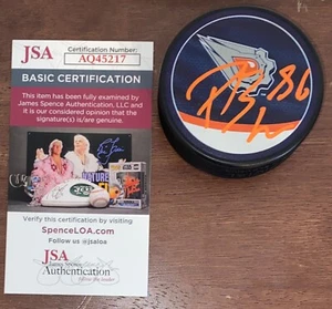 Philip Broberg Signed Autographed Edmonton Oilers Retro Reverse Hockey Puck JSA - Picture 1 of 1