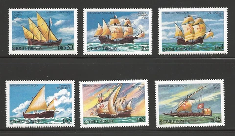 St. Thomas & Prince Island Scott #534-9 MNH Stamp Set - Sailing Ships Cover