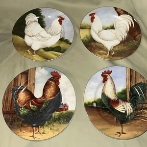 "Juego de 4 platos de gallo 8"" colección David Carter marrón en la granja Sakura" - Imagen 1 de 6