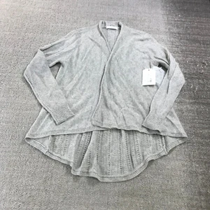 Subtle Luxury Sweater Womens Large 100% Cashmere Crop Cardigan Wrap M/L Grey - Picture 1 of 9