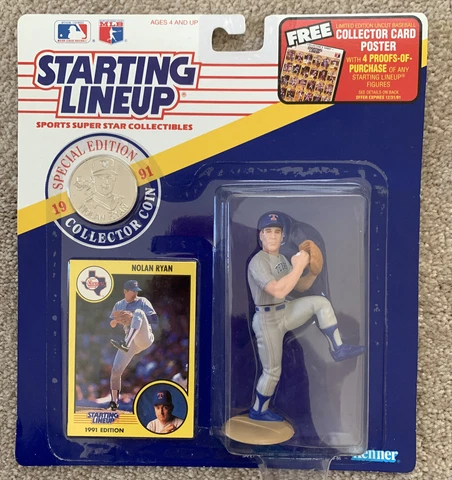 Texas Rangers NOLAN RYAN Action Figure 1991 Starting Lineup with Collector Coin Cover