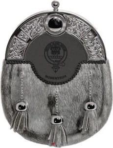 Robertson Dress Sporran 3 Tassels Studded Celtic Arch Scottish Clan Crest - Imagen 1 de 7