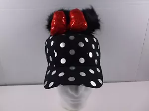 New Disney Parks Minnie Mouse Baseball Cap/Hat Fur Ears & Glitter Bow Adjustable - Picture 1 of 6