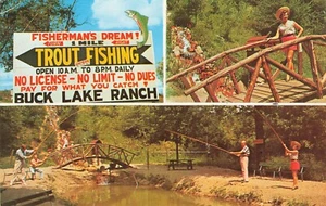 Postal de Buck Lake Ranch Indiana Ven y Ve 2500 Rainbow Trout Fun Park - Imagen 1 de 2