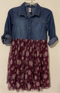 Justice, Girls, Size 12, Blue and Burgundy, Floral, Knee-Length, Dress! A2755 - Picture 1 of 5