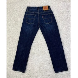 Levis 505 Regular Fit Dark Wash Blue Denim Jeans Boys Size 12 Regular - Picture 1 of 7