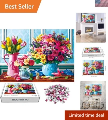 Rompecabezas de ramo de flores no tóxico de 1000 piezas para experiencia de unión familiar Foto 1 de 4