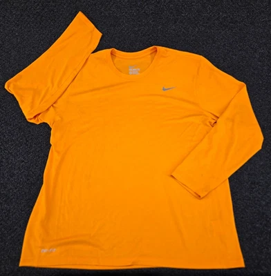 Nike Dri-Fit Athletic Cut Long Sleeve T-Shirt XL Orange Gym Train Run Workout - Image 1 of 4