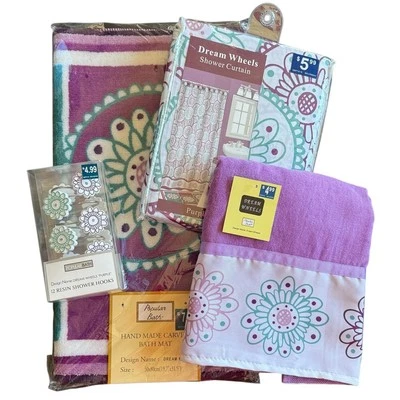 Популярный набор колес для ванной мечты занавеска для душа полотенце крючки коврик - Изображение 1 из 4