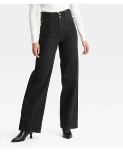 Pantalones de mezclilla para mujer de tiro alto a medida de pierna ancha - hilo universal talla 12R - Imagen 1 de 3