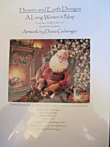 Heaven And Earth Designs Cross Stitch Santa Pattern - A Long Winter's Nap - Picture 1 of 2